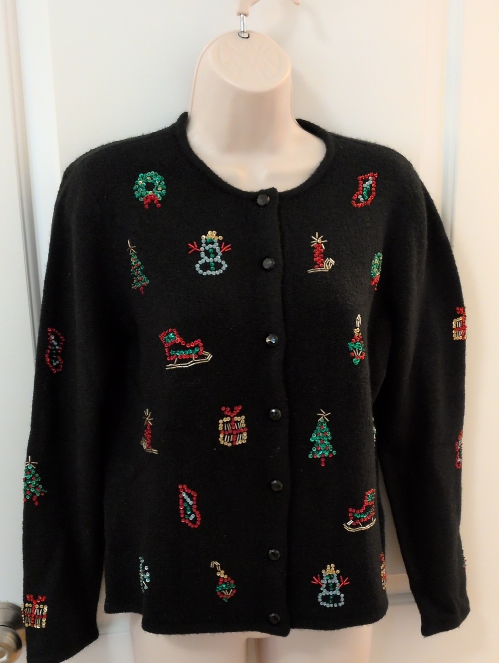 Northern Isles Beaded Wish List Christmas Cardigan Sweater